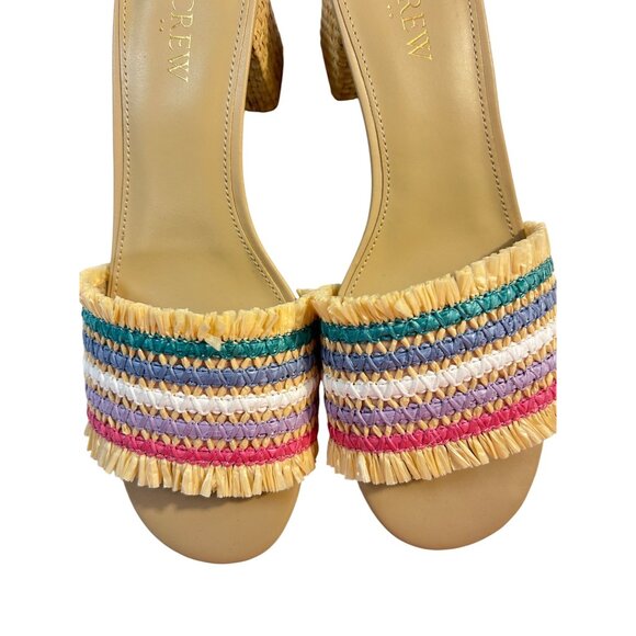 J. Crew Woven mule heels Rainbow Raffia Size 8 BW886 - Picture 4 of 7